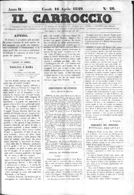 Il Carroccio - Edizione 26 del 16/04/1849